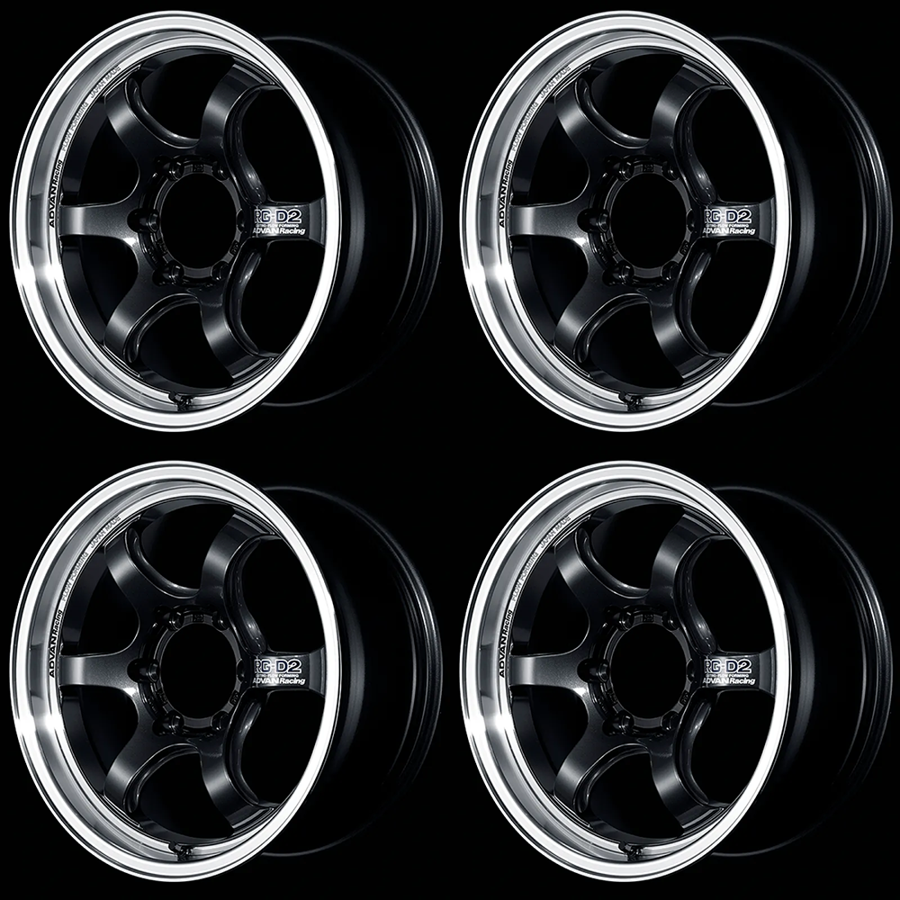 (set of 4) Advan RG-D2 for Truck Machining/Black Gunmetallic | 17x8" +20mm | 6x139.7mm Wheel