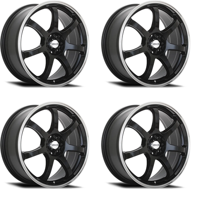 (set of 4) Konig Maxxim Knight Gloss Black Lip Polish | 16x7" +40mm | 8x100/114.3mm Wheels