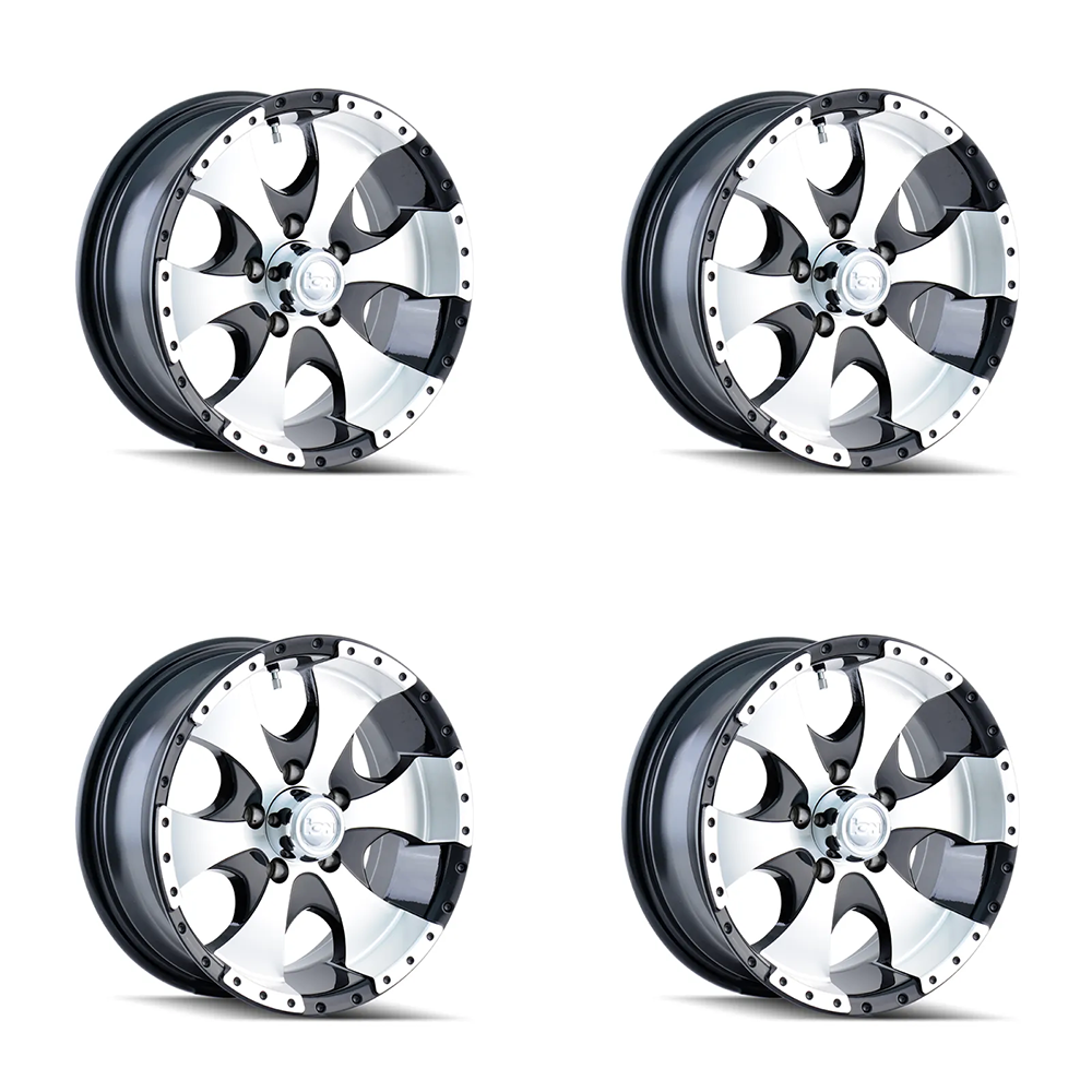 (set of 4) ION Wheels Type 136 Black/Machined | 14x6" +0mm | 5x114.3mm Wheels