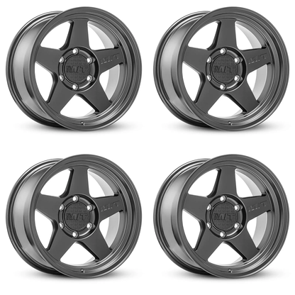 (set of 4) Mickey Thompson Open 5 Satin Black | 18x9" -12mm | 5x5.0mm Wheels