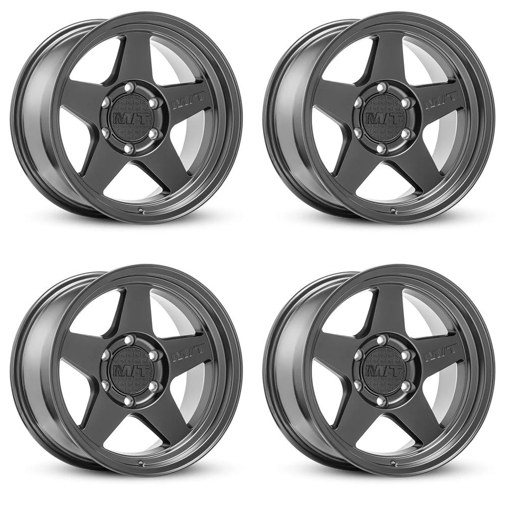 (set of 4) Mickey Thompson Open 5 Satin Black | 17x9" -12mm | 5x5.0mm Wheels