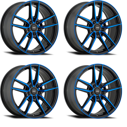 (set of 4) Konig Myth Gloss Black w/ Blue Tinted Clearcoat | 16x7.5" +43mm | 5x114.3mm Wheels