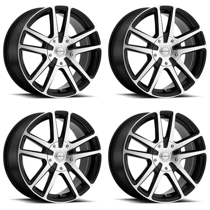 (set of 4) Raceline 145 Encore Black & Machined | 16x7" +40mm | 5x100/5x114.3mm Wheel