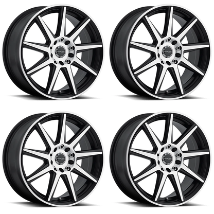 (set of 4) Raceline 144 Storm Black & Machined | 16x7" +40mm | 5x100/5x114.3mm Wheel
