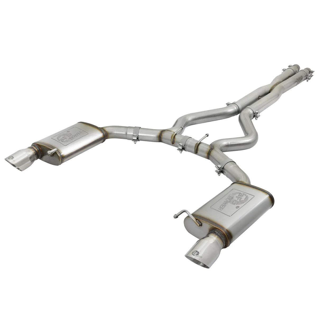 aFe 3in SS Cat-Back Exhaust w/ Polished Tips | Ford Mustang GT V8-5.0L / V6 (15-17) (49-33072-1P)