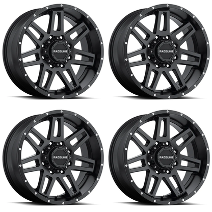 (set of 4) Raceline 931 Injector Satin Black | 17x8.5" +18mm | 6x139.7/6x135mm Wheel