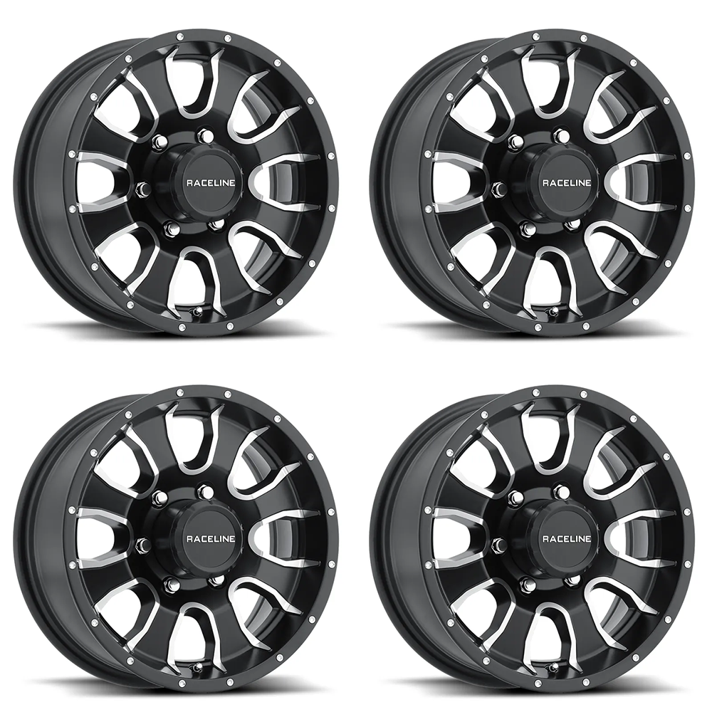 (set of 4) Raceline 860 Mamba Black & Machined | 15x5 -0.125 | 5x114.3mm Wheel
