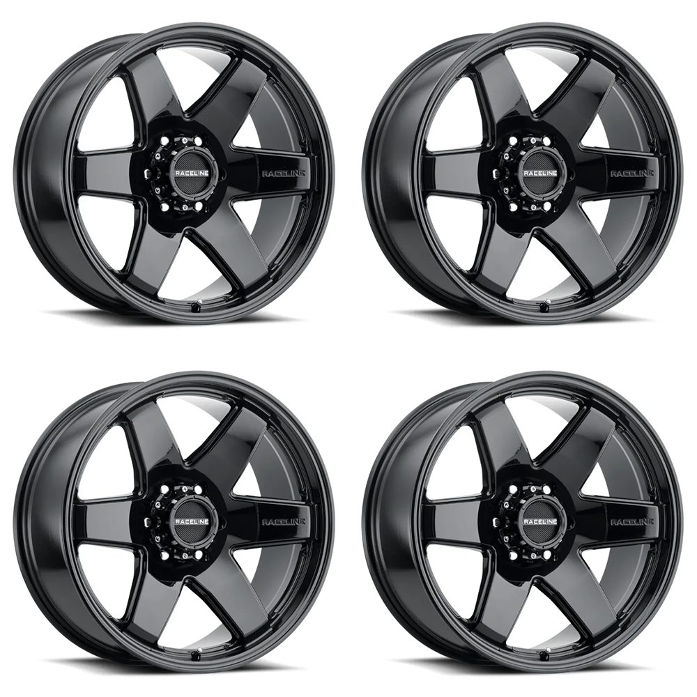 (set of 4) Raceline 942 Addict Gloss Black | 18x8" +35mm | 6x139.7mm Wheel