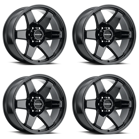 (set of 4) Raceline 942 Addict Gloss Black | 18x8" +35mm | 6x139.7mm Wheel