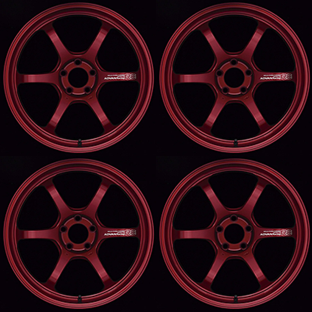 (set of 4) Advan R6 Racing Candy Red | 18x9.5" +45mm | 5x120mm Wheel