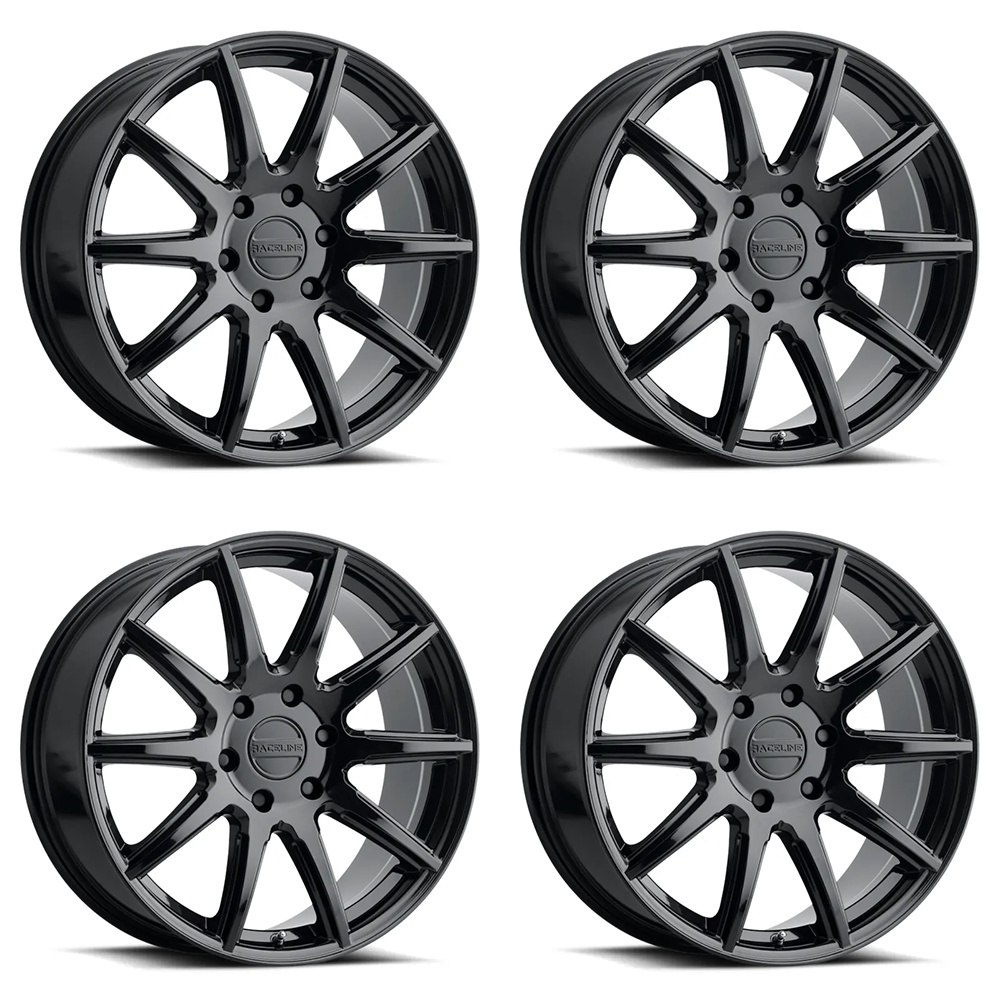 (set of 4) Raceline 159 Spike Gloss Black | 22x9.5" +35mm | 6x139.7mm Wheel