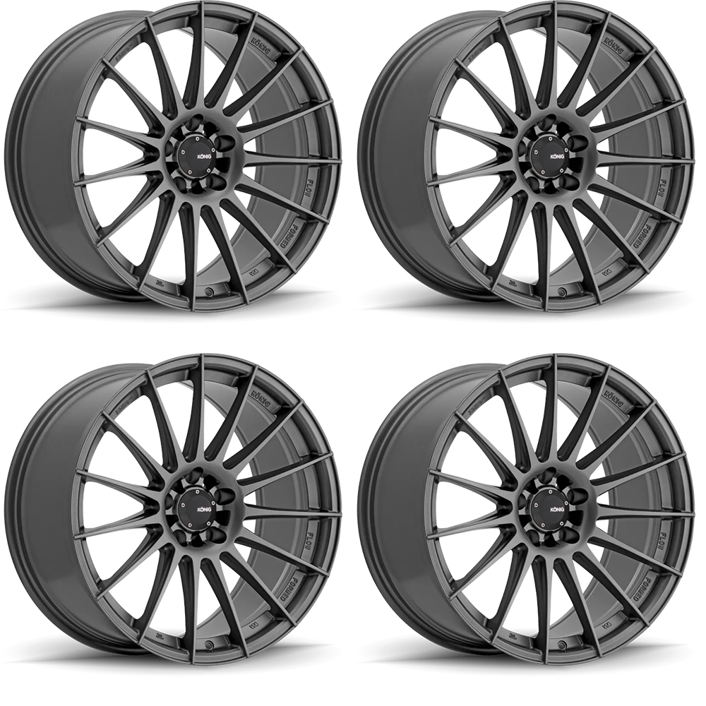 (set of 4) Konig Rennform Matte Grey | 18x8" +35mm | 5x114.3mm Wheels