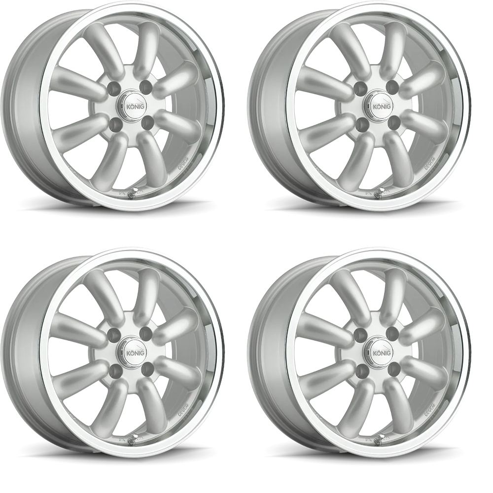 (set of 4) Konig Rewind Silver | 15x7" +0mm | 4x114.3mm Wheels