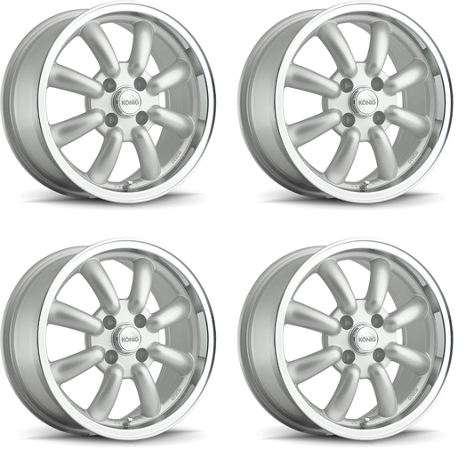 (set of 4) Konig Rewind Silver | 15x7" +0mm | 4x114.3mm Wheels