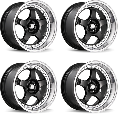 (set of 4) Konig SSM Gloss Black w/ Machined Lip | 18x8" +42mm | 5x100mm Wheels