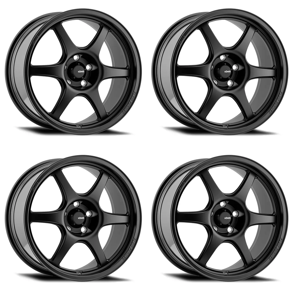 (set of 4) Konig Hexaform Matte Black | 17x8" +45mm | 4x100mm Wheel