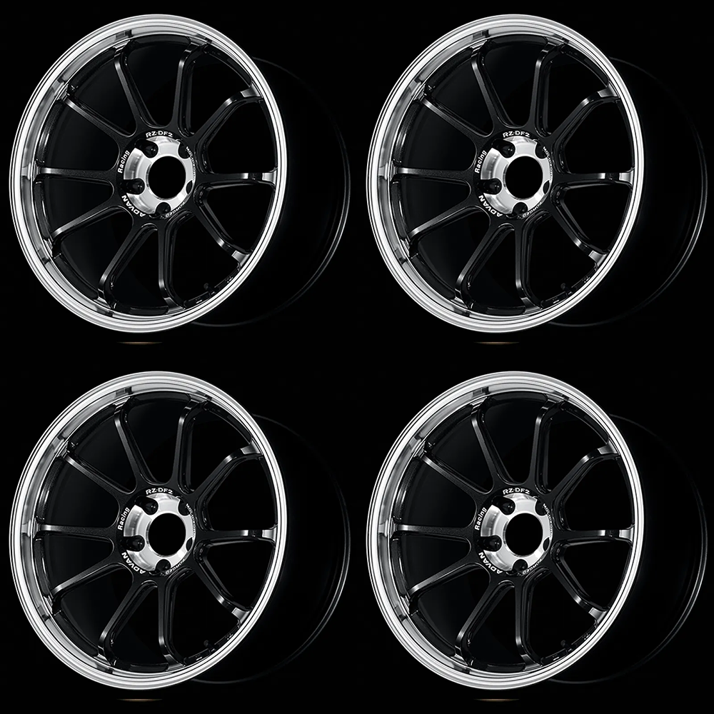 (set of 4) Advan RZ-DF2 Diamond Cut/Racing Titanium Black | 19x10.5" +32mm | 5x120mm Wheel