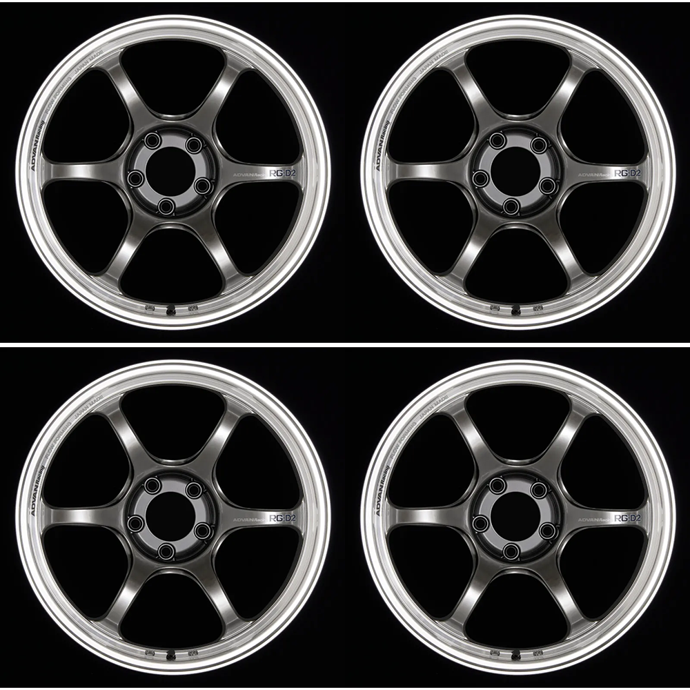 (set of 4) Advan RG-D2 Machining/Racing Hyper Black | 17x8" +44mm | 5x114.3mm Wheel