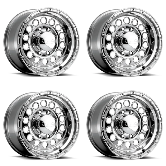 (set of 4) Raceline 887 Rock Crusher Polished | 15x10" -47mm | 6x139.7mm Wheel