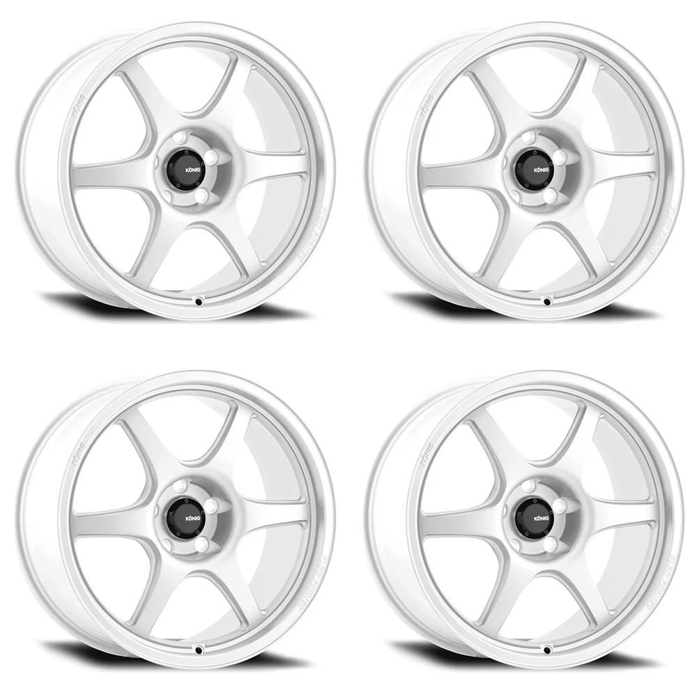 (set of 4) Konig Hexaform Gloss White | 15x8" +25mm | 4x100mm Wheel