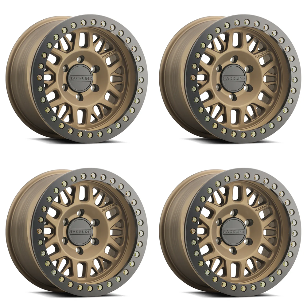 (set of 4) Raceline RT951 Ryno Bronze & Black Ring Beadlock | 17x9" -12mm | 6x139.7mm Wheel