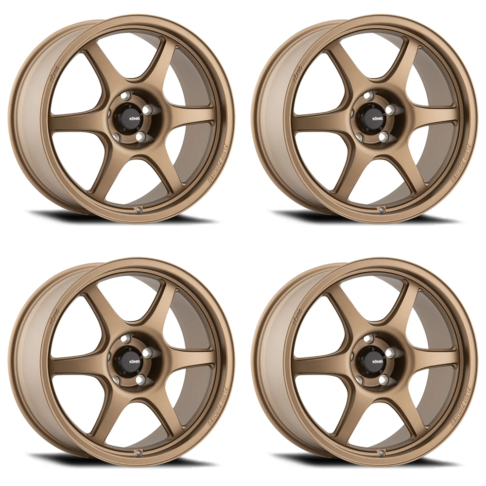 (set of 4) Konig Hexaform Matte Bronze | 15x7.5" +35mm | 4x100mm Wheel