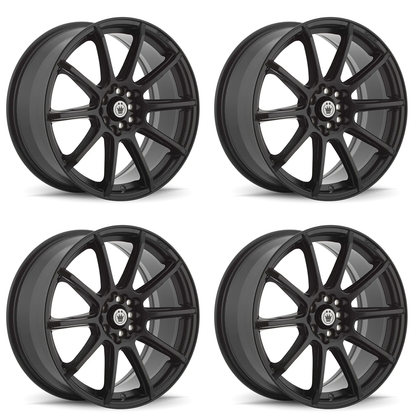 (set of 4) Konig Control Matte Black | 15x6.5" +40mm | 5x100/5x114.3mm Wheel