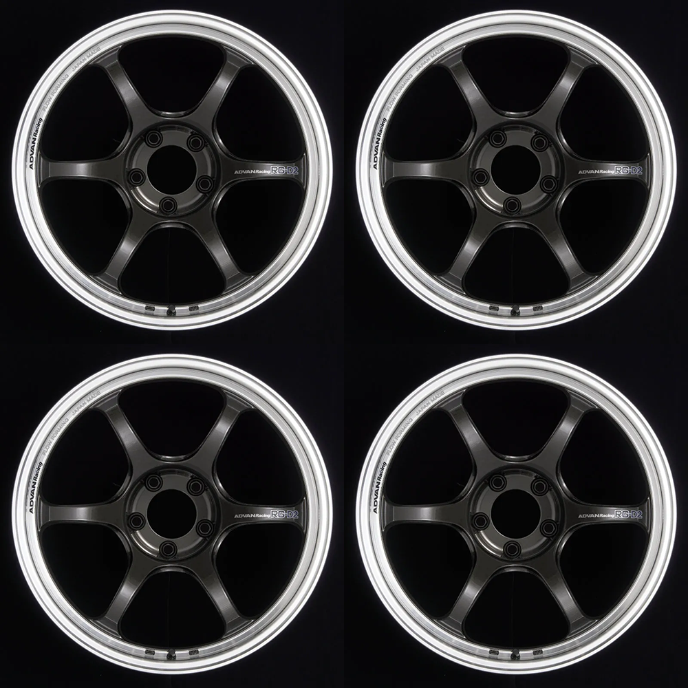 (set of 4) Advan RG-D2 Machining/Black Gunmetallic | 18x10.5" +15mm | 5x114.3mm Wheel