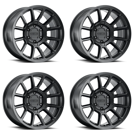 (set of 4) Raceline 950 Gauge Satin Black | 18x9" +18mm | 6x139.7mm Wheel