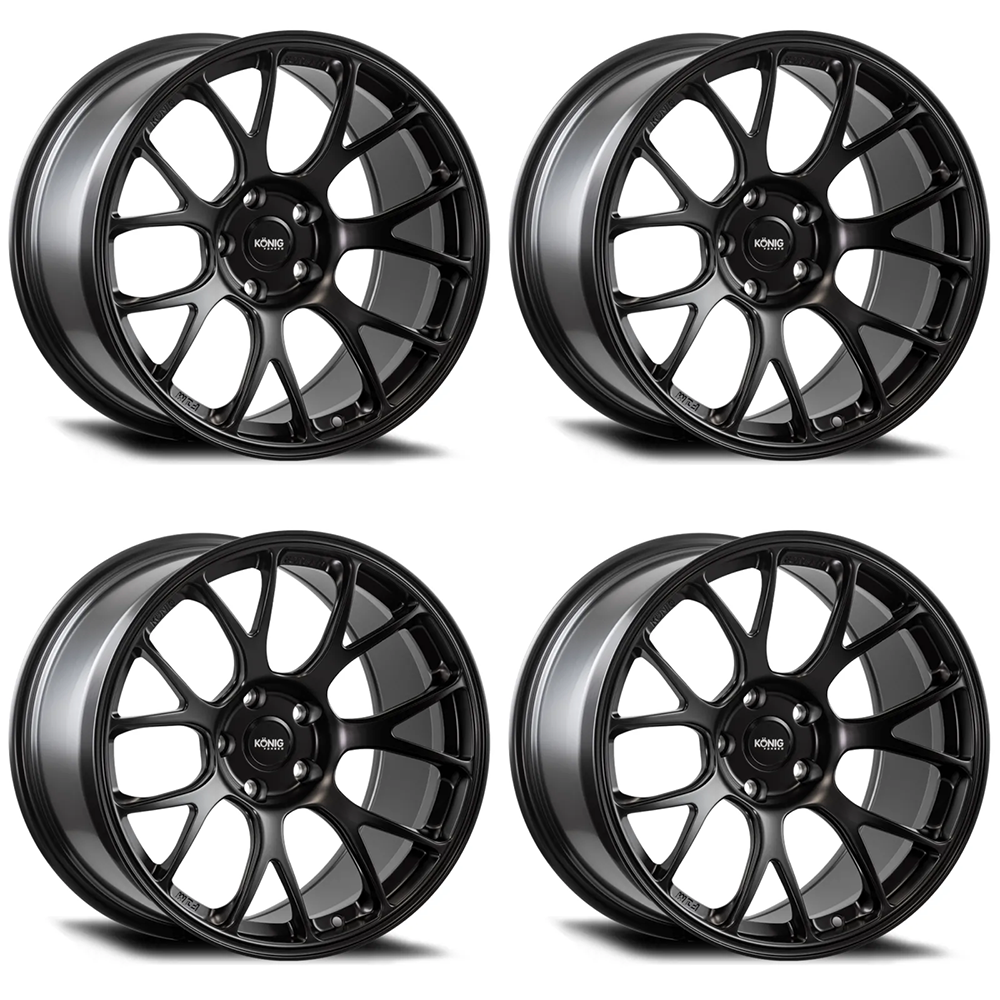 (set of 4) Konig F1M Satin Black | 19x11" +44mm | 5x120mm Wheel