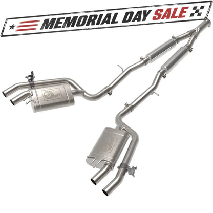aFe Gemini XV 3in to Dual 2-1/2in SS Cat-Back Exhaust w/ Cut-Out | Kia Stinger (22-23) (49-37024)