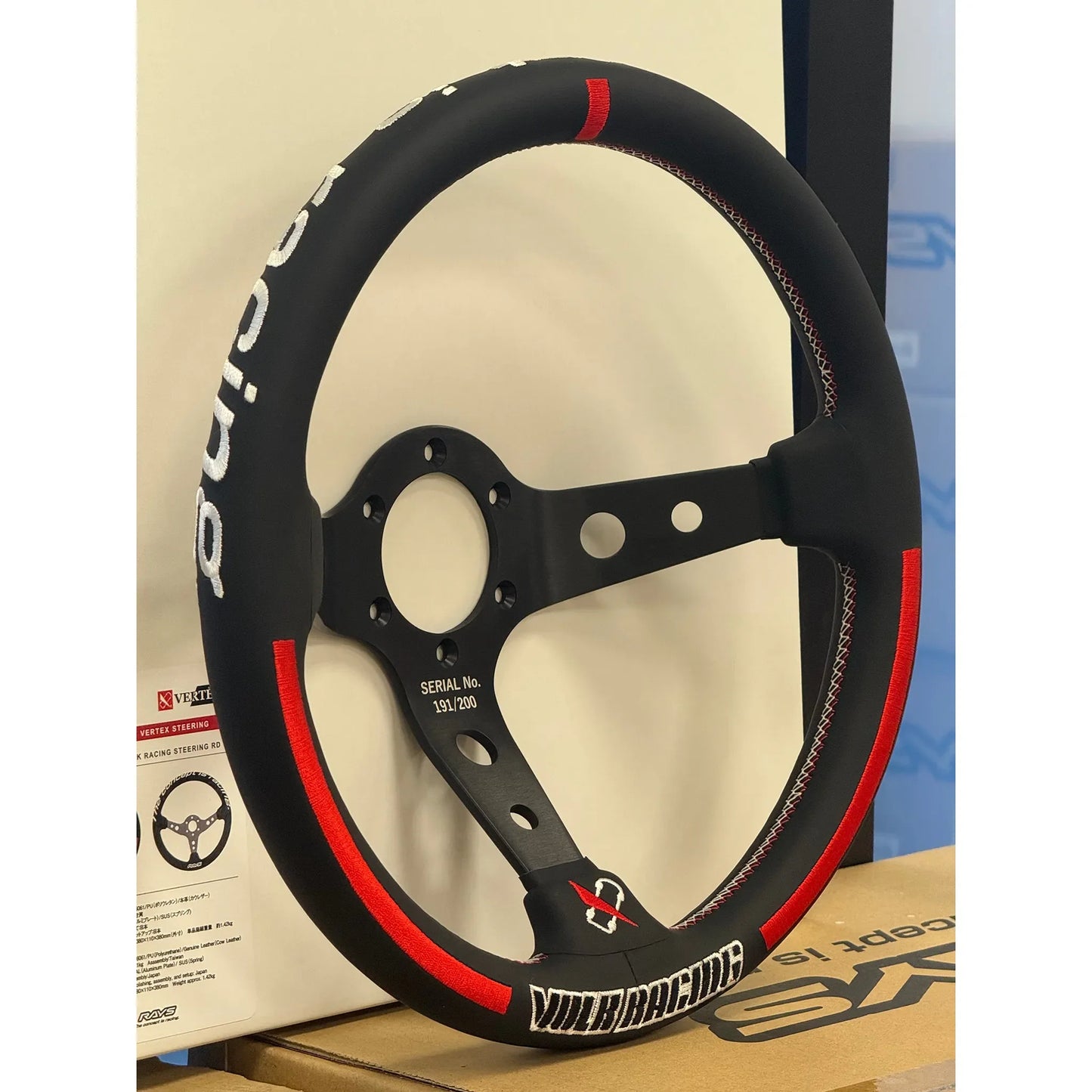 RAYS x VERTEX Collab Steering Wheel / Volk Racing - Red 330mm