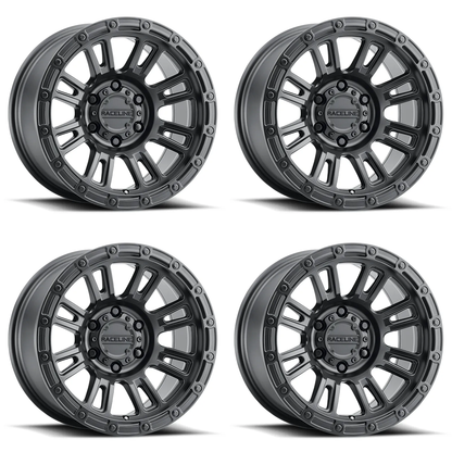 (set of 4) Raceline 956 Compass Satin Black | 18x9" +18mm | 6x139.7mm Wheel