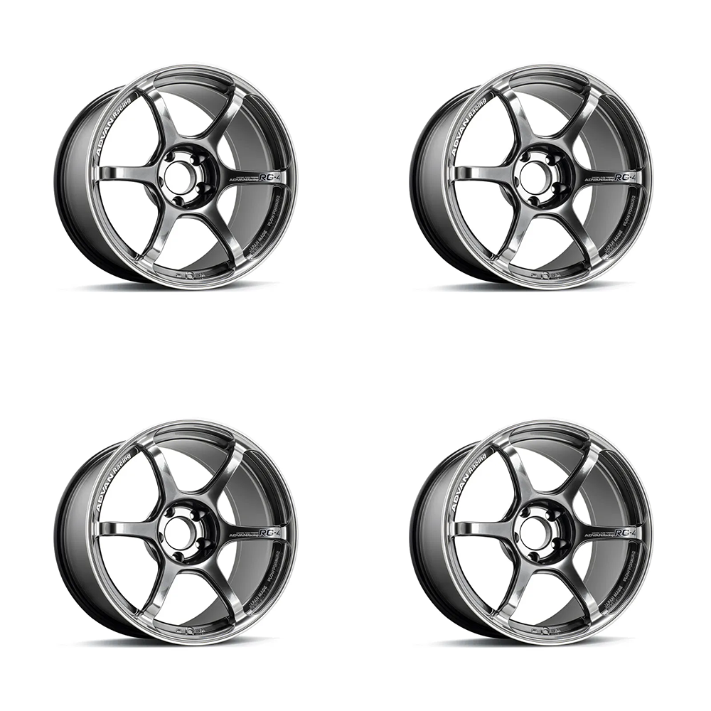 (set of 4) Advan RG-4 Racing Hyper Black/Ring | 18x9.5" +45mm | 5x100mm Wheel