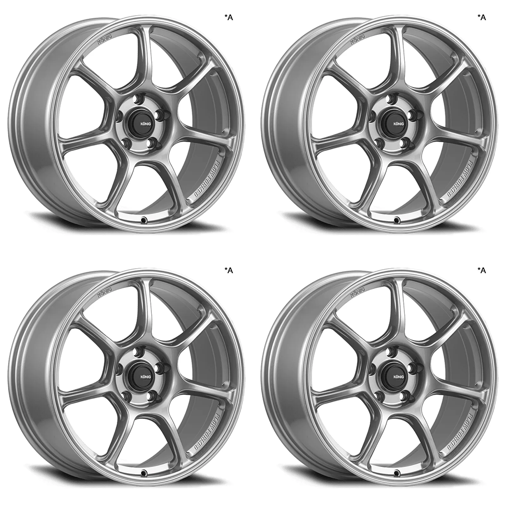 (set of 4) Konig Ultragram Titanium Metallic | 18x11" +15mm | 5x114.3mm Wheel