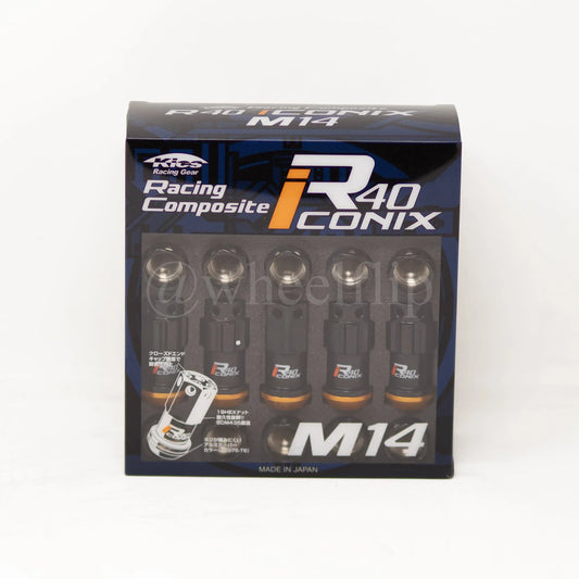 Project Kics R40 Iconix Lug Nuts Black 14x1.50 (16+4 Locks / Capless)