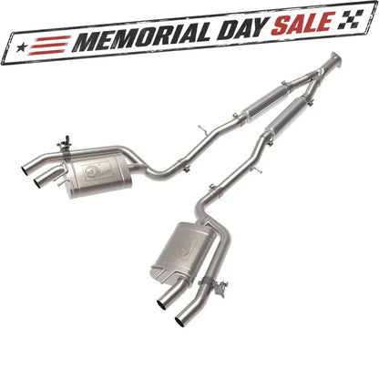 aFe Gemini XV 3in to Dual 2-1/2in SS Cat-Back Exhaust w/ Cut-Out | Kia Stinger (18-21) (49-37034)