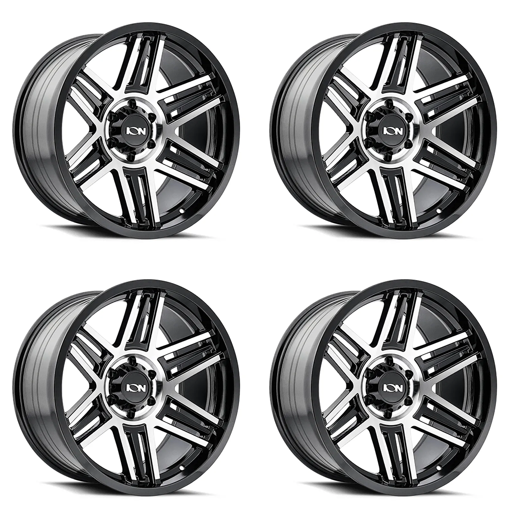 (set of 4) ION Wheels Type 147 Black/Machined | 17x9" +0mm | 5x127mm Wheels