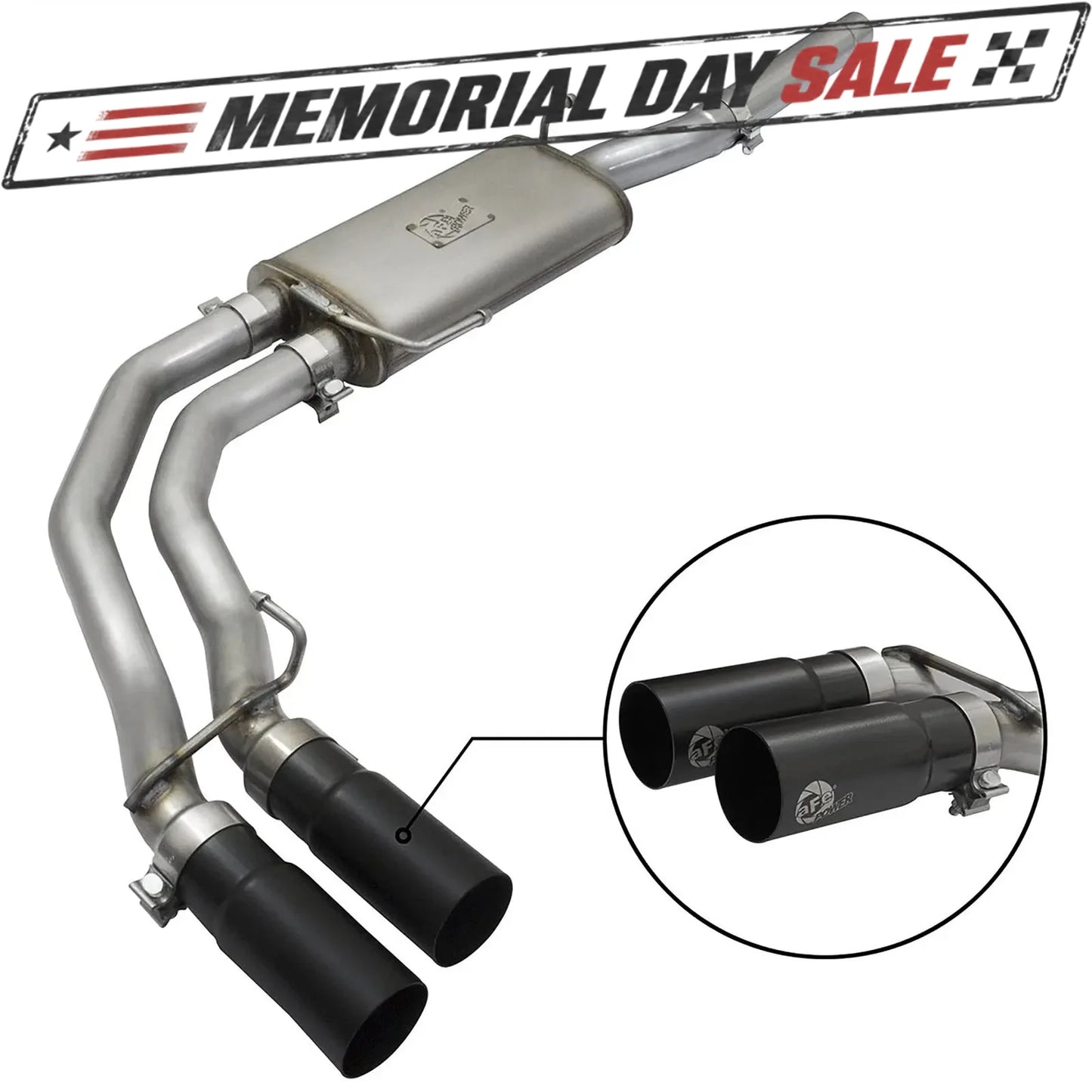 aFe 3in to 2.5in SS Cat-Back Exhaust w/ Black Tip | Ford F150 (04-08) V8 4.6/5.4L (49-43079-B)