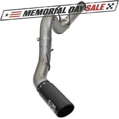 aFe Large Bore HD 5in 409 SS DPF Back Exhaust w/ Black Tip | Ford Diesel Trucks V8 6.7L (49-43090-B)