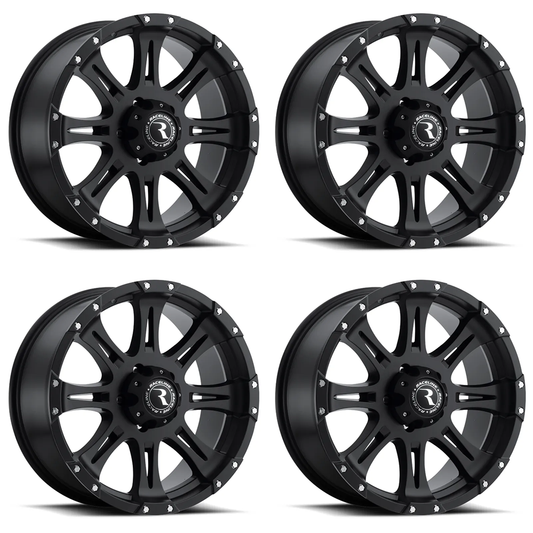 (set of 4) Raceline 981 Raptor Satin Black | 18x9" +25mm | 6x139.7mm Wheel