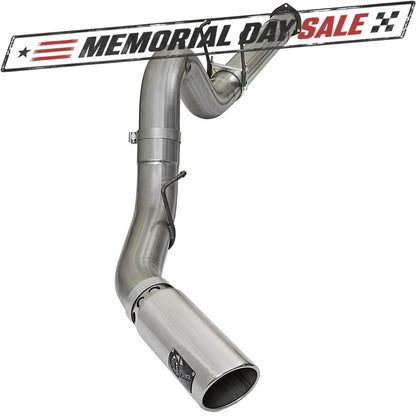 aFe 5in HD 409-SS DPF-Back Exhaust w/ Polished Tip | Ford Diesel Trucks V8 6.7L (17+) (49-43090-P)