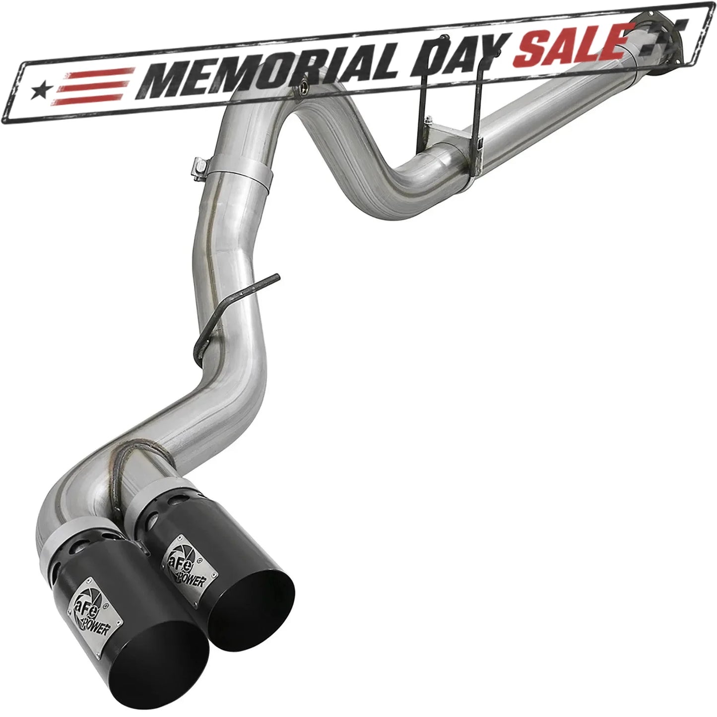 aFe Rebel XD 4in SS DPF-Back Exhaust w/ Dual Black Tips | Ford Diesel V8 6.7L (17-18) (49-43102-B)
