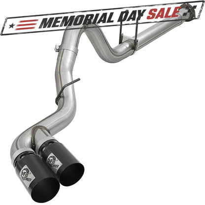 aFe Rebel XD 4in SS DPF-Back Exhaust w/ Dual Black Tips | Ford Diesel V8 6.7L (17-18) (49-43102-B)