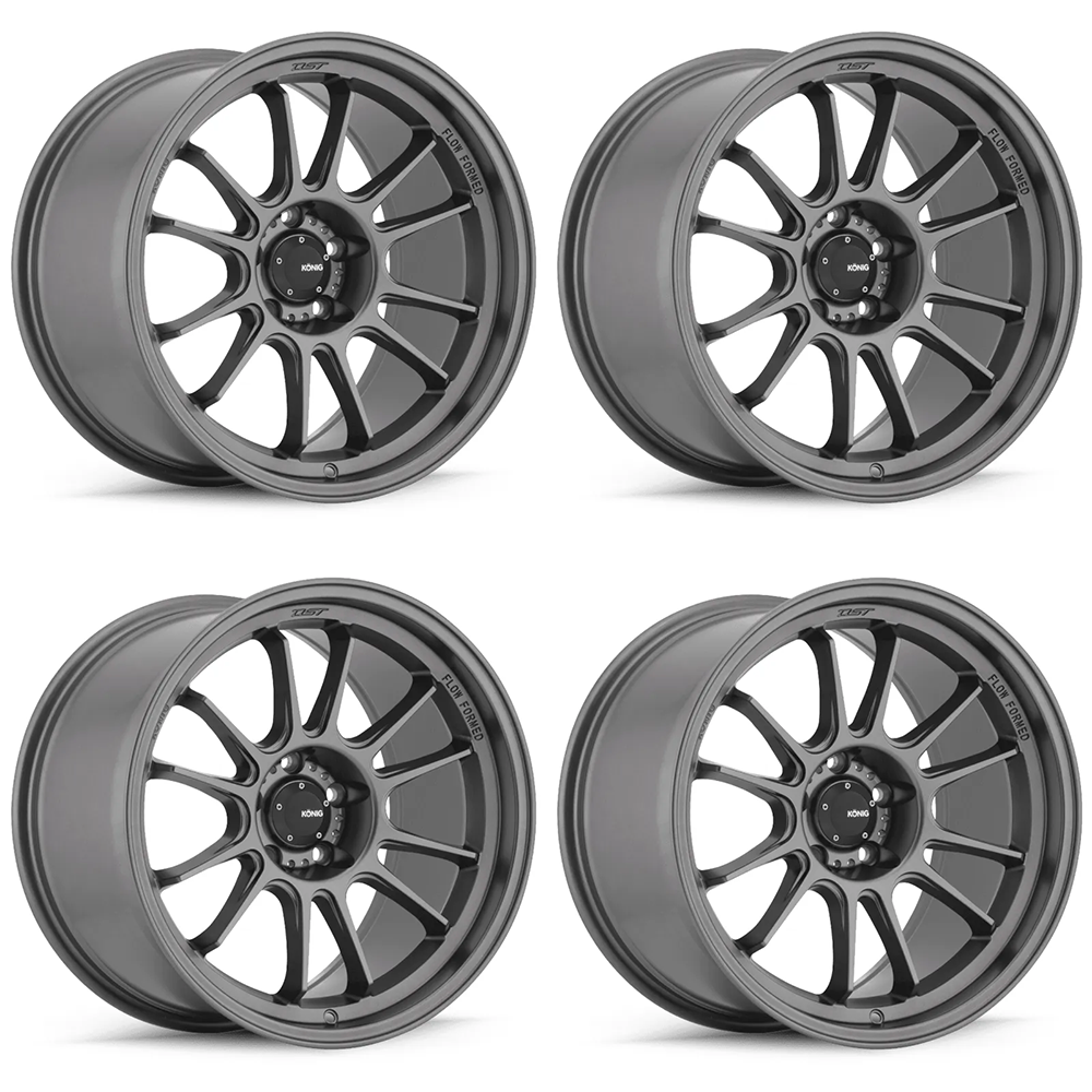 (set of 4) Konig Hypergram Matte Grey | 19x9.5" +35mm | 5x114.3mm Wheel