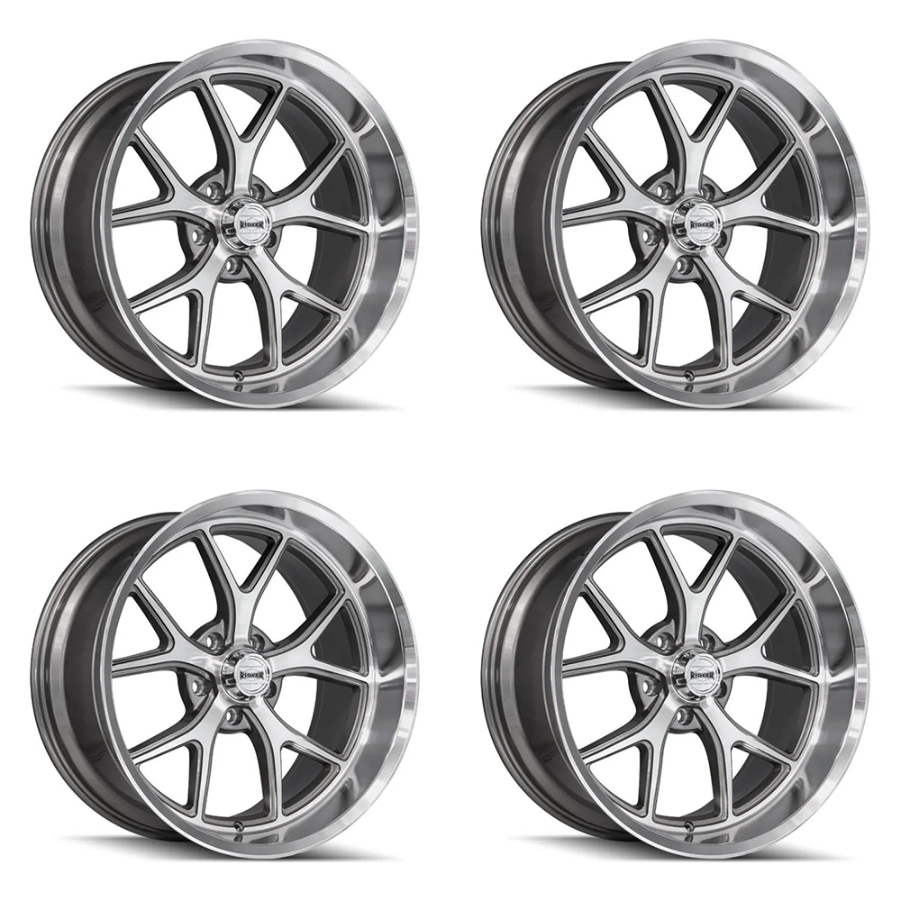 (set of 4) Ridler Wheels 661 Gloss Grey w/ Diamond Cut | 18x9.5" +0mm | 5x114.3mm Wheels