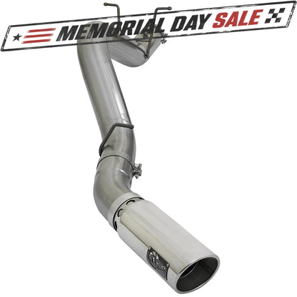 aFe 5in Large Bore HD 409-SS DPF-Back Exhaust w/Polished Tip | GM Duramax V8-6.6L L5P 2017 (49-44085-P)
