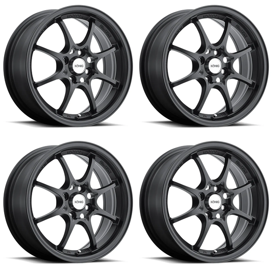 (set of 4) Konig Helium Flat Black | 15x6.5" +40mm | 4x100mm Wheel