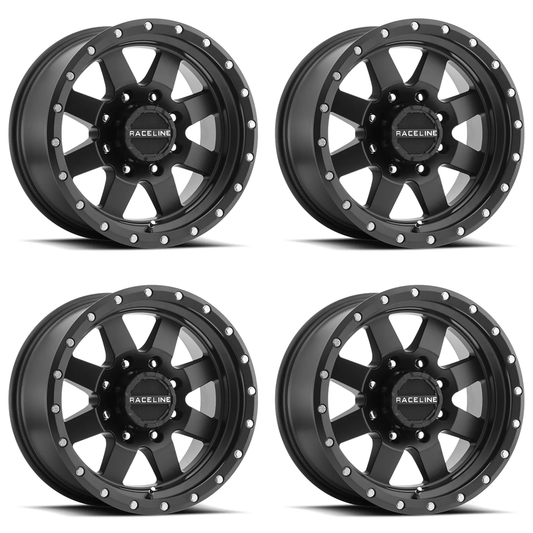 (set of 4) Raceline 935 Defender Satin Black | 14x6" +0mm | 5x114.3mm Wheel