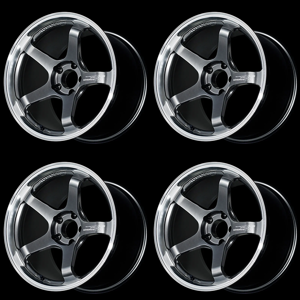 (set of 4) Advan GT Beyond Machined Hyper Platinum Black | 17x8" +45mm | 5x114.3mm Wheel